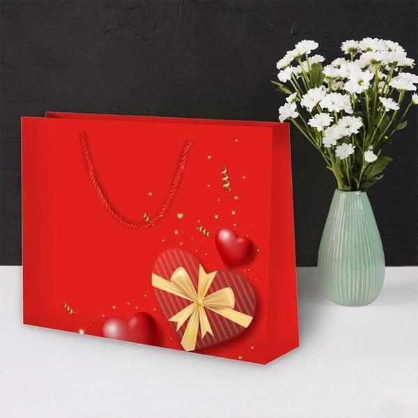 Kalp Valentine Karton Çanta 42x38cm - Image 1