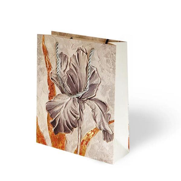 18x24 Lüks Karton Çanta Varak Baskılı -Çiçek Temalı- - Image 1