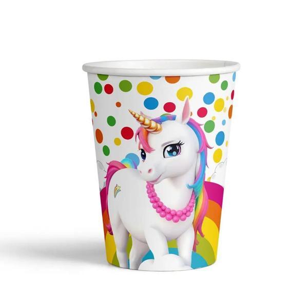 Rainbow Unicorn Karton Bardak - Image 1