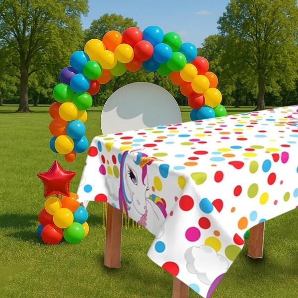 Rainbow Unicorn Plastik Masa Örtüsü 120x180cm - Image 1
