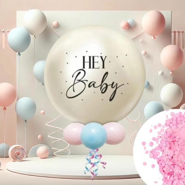 24" Cinsiyet Partisi Balon Kiti -Mirror White Gold & Pink- - Image 1