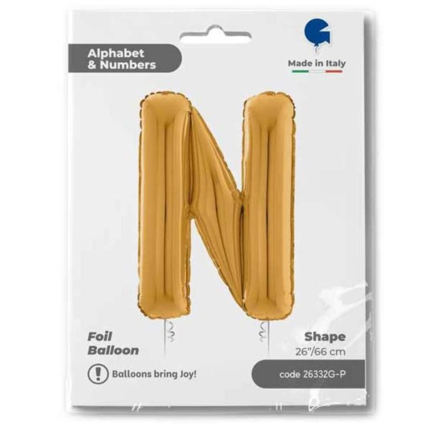 N Harf Supertrend Altın Folyo Balon 26" - Image 1