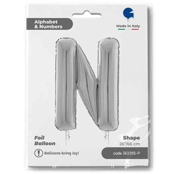 N Harf Supertrend Gümüş Folyo Balon 26" - Image 1