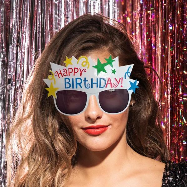 Renkli Happy Birthday Yazılı Parti Gözlüğü - Image 1