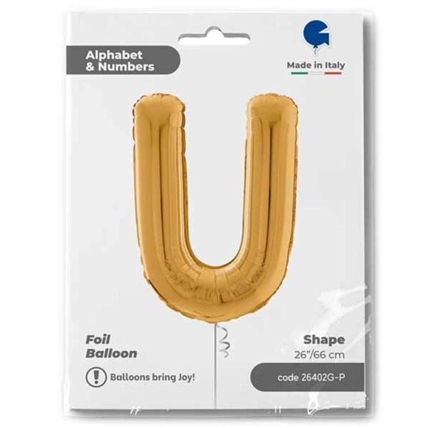 U Harf Supertrend Altın Folyo Balon 26" - Image 1