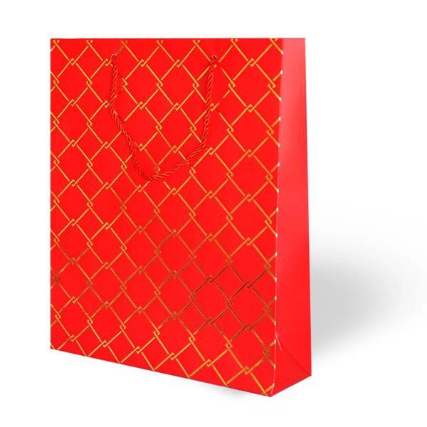 26x32 Lüks Petek Karton Çanta Varak Baskılı -Geometri Temalı- - Image 1