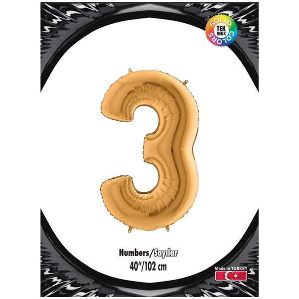 3 Rakam Altın Folyo Balon 40" - Image 1