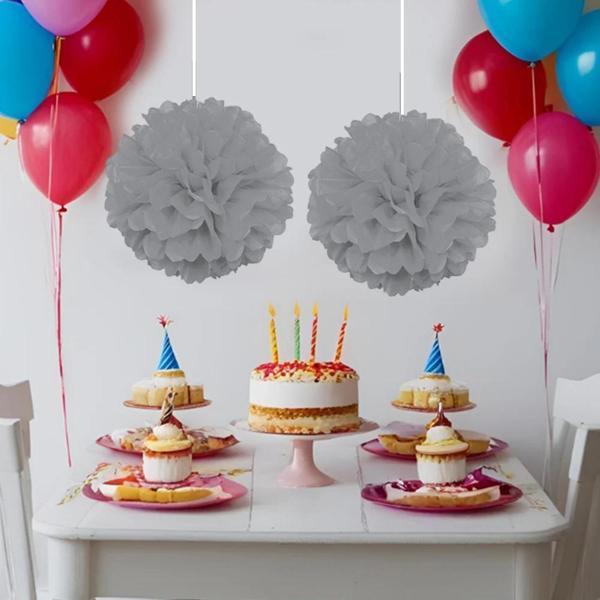 Gümüş Ponpon Süs 30 cm 2'li - Image 1