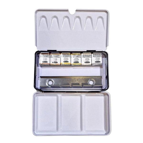 Supertrend Horadam Aquarell Taş Tablet Sulu Boya Seti Yaldızlı Metalik Renkler Yarım Tablet 6 Renk M - Image 1