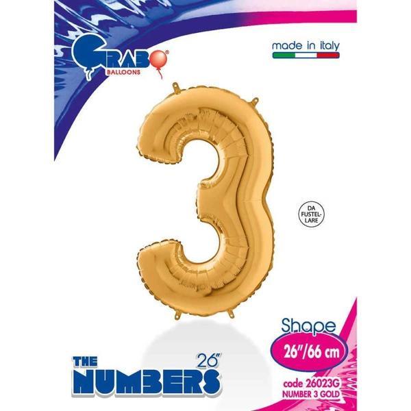 3 Rakam Supertrend Altın Folyo Balon 26" - Image 1