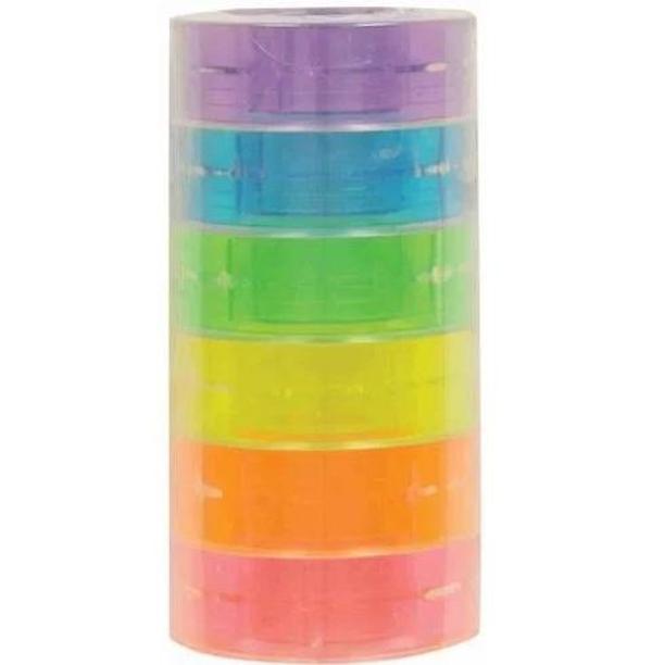 Supertrend Kristal Şeffaf Bant Renkli Makaralı 19 mm. x 33 mt. 6'lı Paket - Image 1