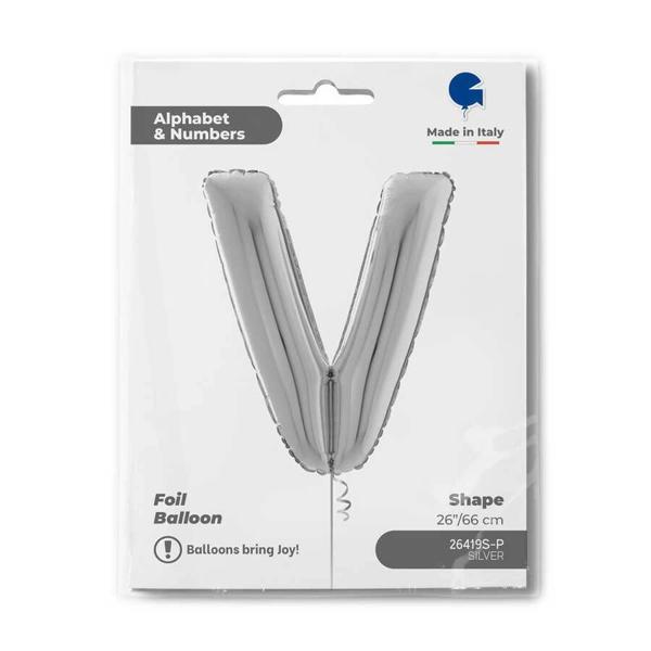 V Harf Supertrend Gümüş Folyo Balon 26" - Image 1