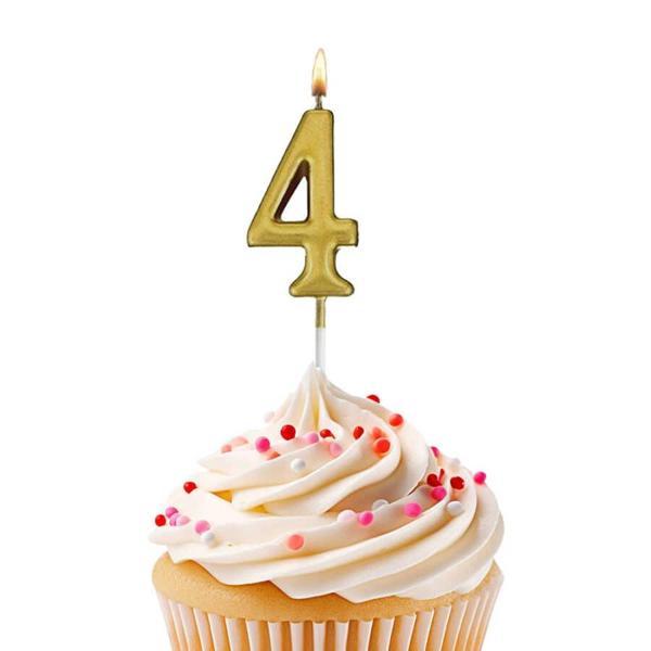 4 Rakam Altın Çubuk Mum 7cm - Image 1