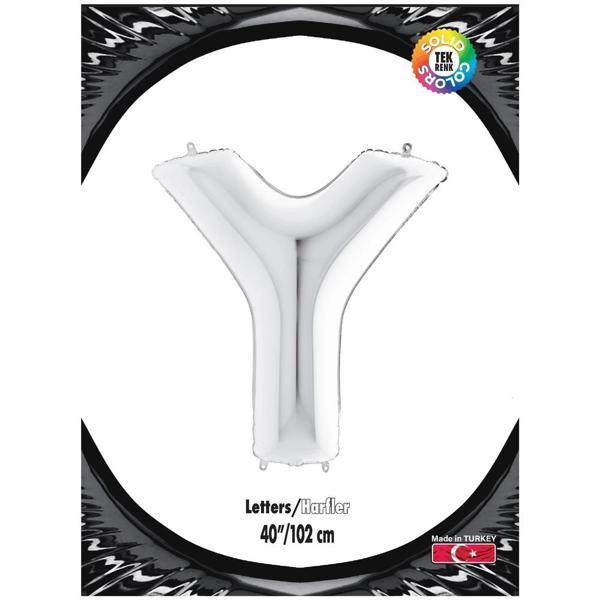 Y Harf Gümüş Folyo Balon 40" - Image 1