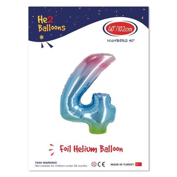 4 Rakam Rainbow Folyo Balon 40" - Image 1