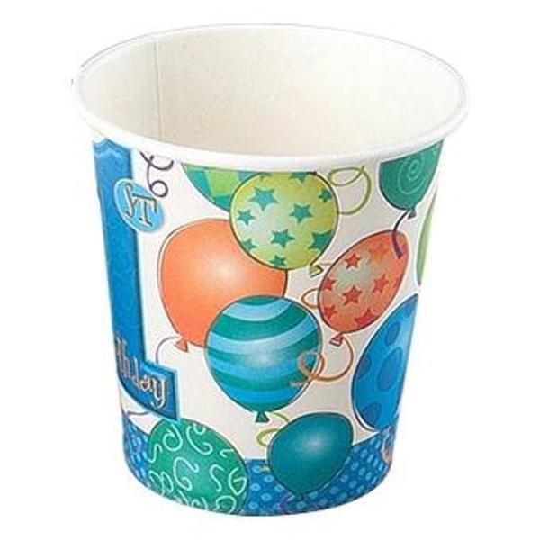 Balonlar 1 Yaş Mavi Karton Bardak - Image 1