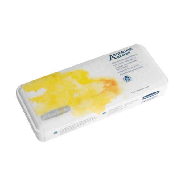 Supertrend Akademie Aquarell Taş Tablet Sulu Boya Seti Yarım Tablet 9 Renk Metal Kutu - Image 1