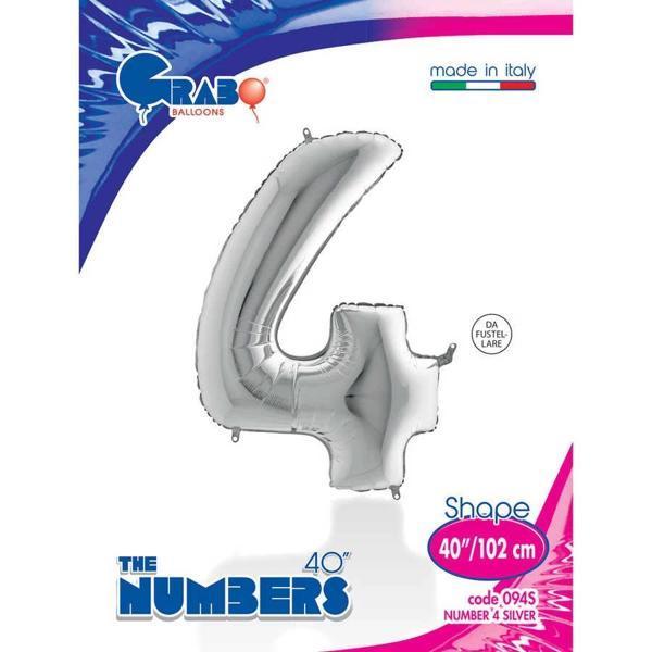4 Rakam Supertrend Gümüş Folyo Balon 40" - Image 1