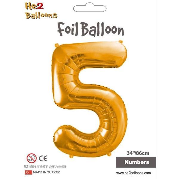 5 Rakam Altın Folyo Balon 34" - Image 1