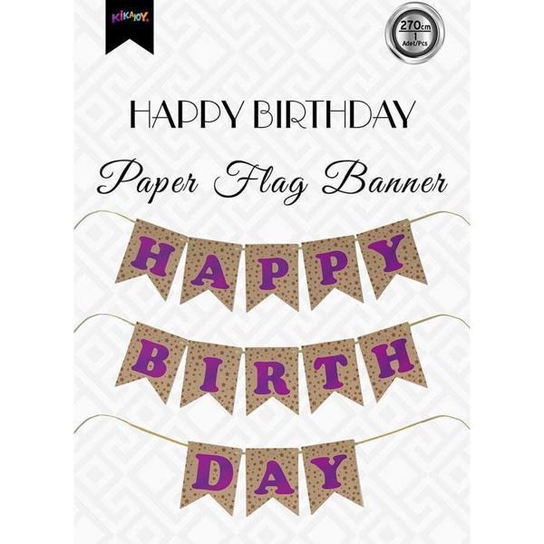 Happy Birthday Kraft Zemin Mor Harf Afiş - Image 1