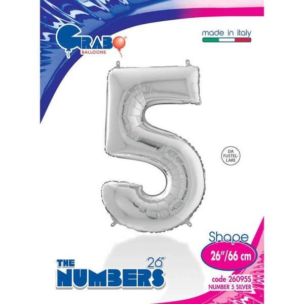5 Rakam Supertrend Gümüş Folyo Balon 26" - Image 1