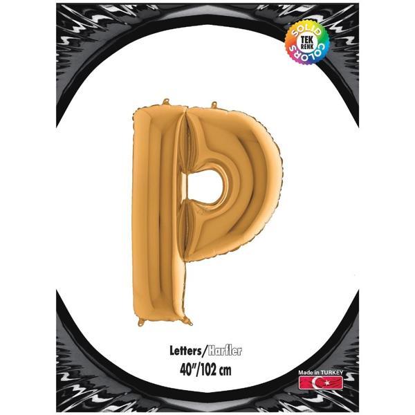 P Harf Altın Folyo Balon 40" - Image 1