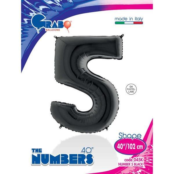 5 Rakam Supertrend Siyah Folyo Balon 40" - Image 1