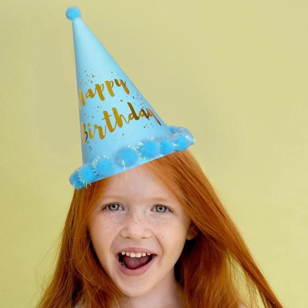 Happy Birthday Simli Ponponlu Şapka - Image 1