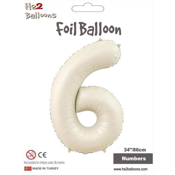 6 Rakam Krem Folyo Balon 34" - Image 1
