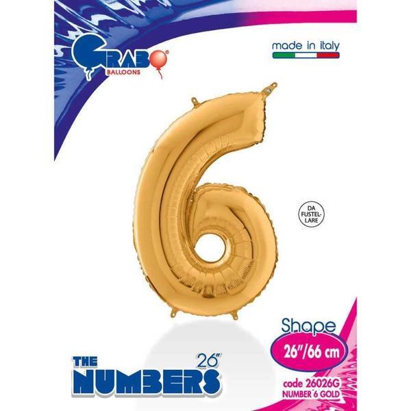6 Rakam Supertrend Altın Folyo Balon 26" - Image 1