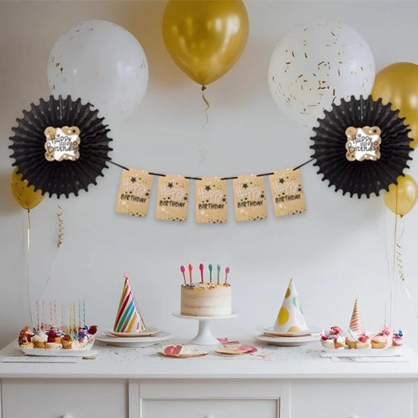 Happy Birthday Siyah Yelpaze Süs Seti - Image 1