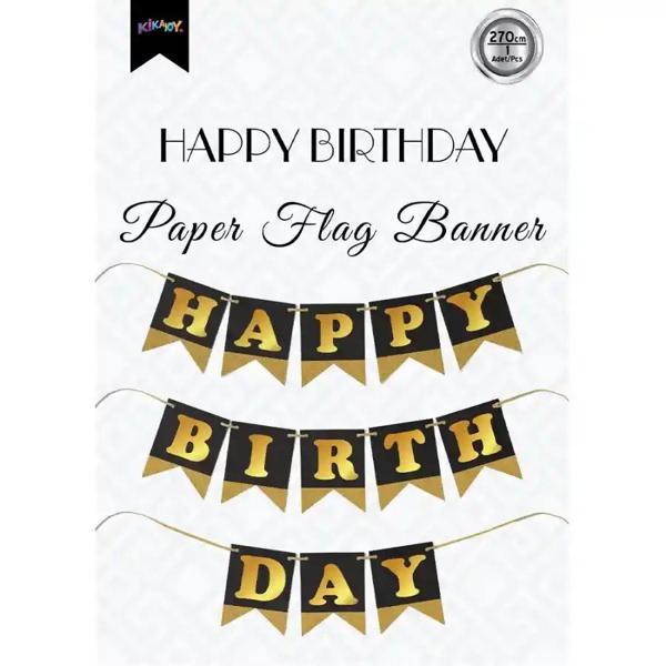 Happy Birthday Siyah Zemin Altın Harf Afiş - Image 1