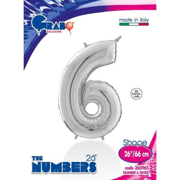 6 Rakam Supertrend Gümüş Folyo Balon 26" - Image 1
