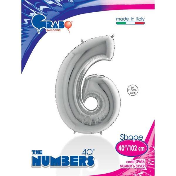6 Rakam Supertrend Gümüş Folyo Balon 40" - Image 1