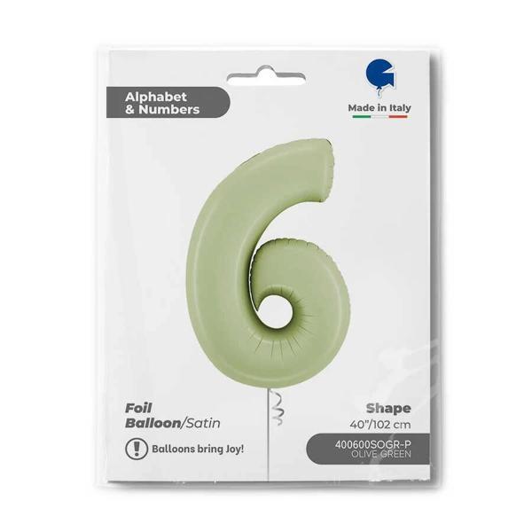 6 Rakam Supertrend Satin Olive Green Folyo Balon 26" - Image 1