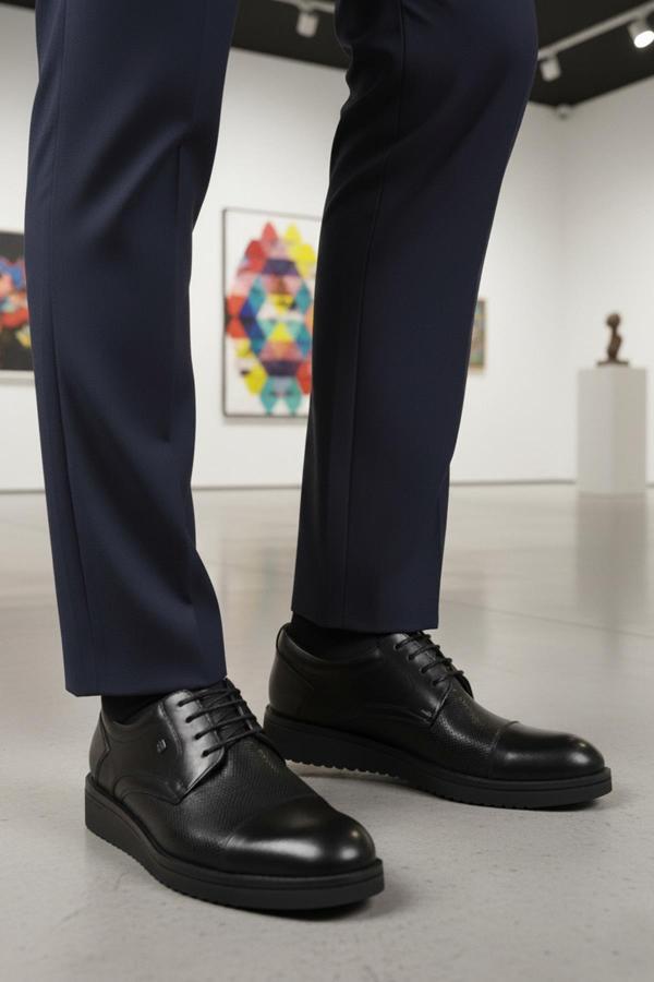 Fosco 2991 M Siyah Hakiki Deri Erkek Klasik Ayakkabı - Image 1