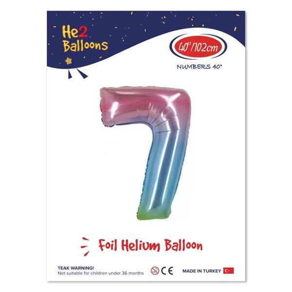 7 Rakam Rainbow Folyo Balon 40" - Image 1