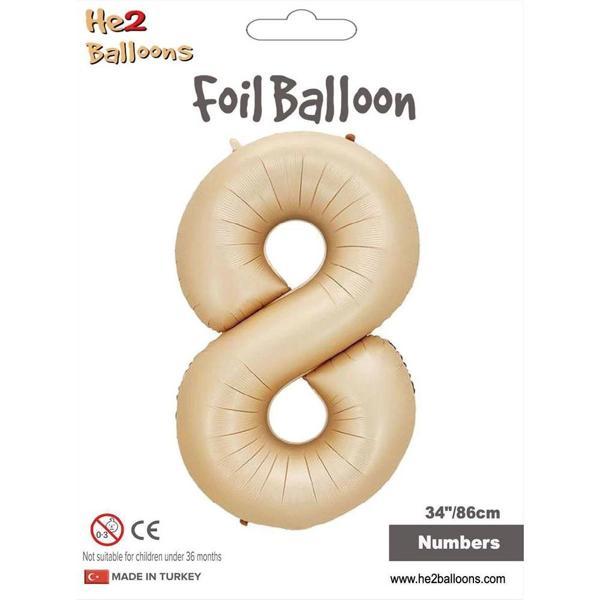 8 Rakam Karamel Folyo Balon 34" - Image 1
