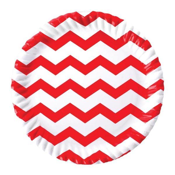 Kırmızı Zigzag Karton Tabak 23 cm - Image 1