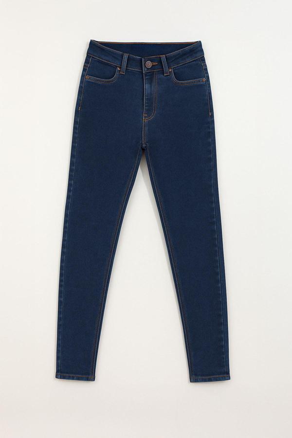 Kadın Yüksek Bel Süper Skinny Koyu Mavi Jean Pantolon - Image 1