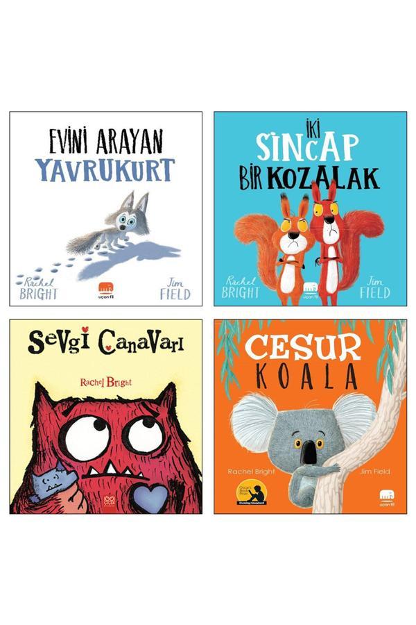 Evini Arayan Yavru Kurt + İki Sincap Bir Kozalak + Sevgi Canavarı + Cesur Koala Rachel Bright 4Lü Se - Uçan Fil - Image 1