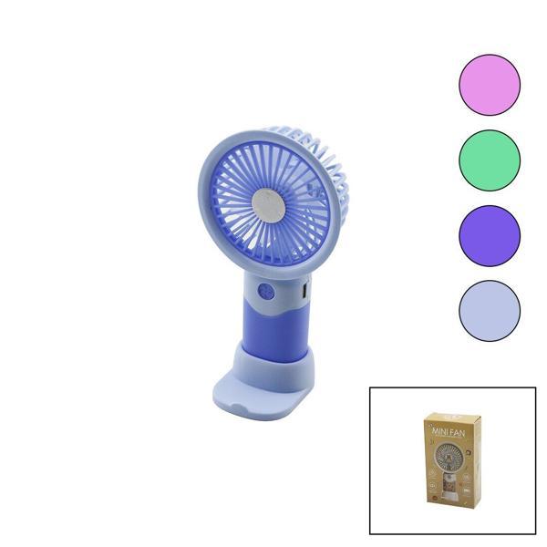 USB ŞARJLI MİNİ EL FANI ÇAP:8.4 - Y:16CM SABİT BAŞLIK 3-KADEME HIZT ELEFONLUKLU MASAÜSTÜ AYAK VANTİLATÖR (5060) - Image 1