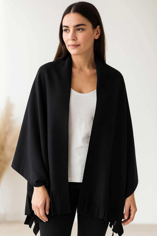 Softiva Polar Omuz Şalı 70x180 cm Unisex Kışlık Şal Siyah - Image 1