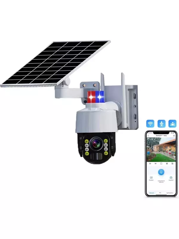 Güneş Panelli Sim Kart Ile Çalışan 4g+ Wi-Fi 5mp Outdoor Dış Mekan Güvenlik Kamerası - Beyaz (5060) - Image 1