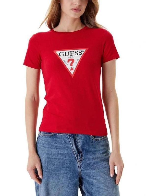 Guess Jeans Kadın Kırmızı Slim Fit T-Shirt W4YI04J1314-G585 - Image 1