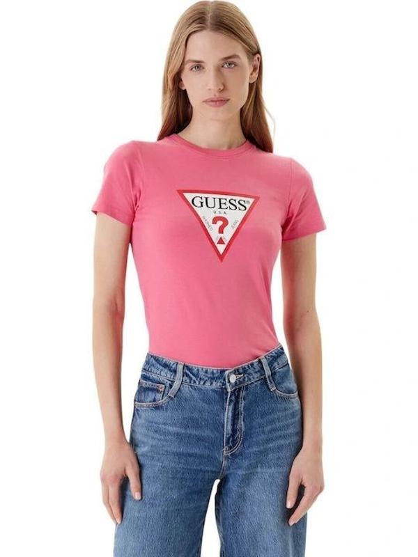 Guess Jeans Kadın Pembe Slim Fit T-Shirt W4YI04J1314-A619 - Image 1