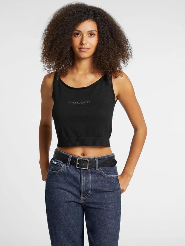 Guess Gj Scoop Kadın Siyah Ipek Karışımlı Triko Top W4BR17Z3HO2-JBLK - Image 1