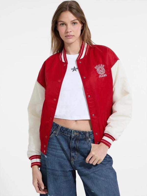 Guess Jeans Kadın Kırmızı Bomber Ceket W5YL15WHAA2-G585 - Image 1