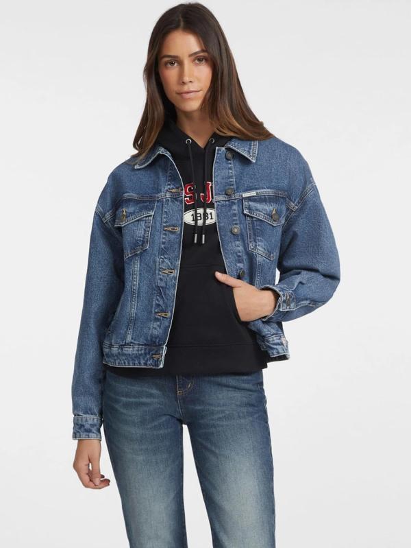 Guess Jeans Kadın Mavi Denim Ceket W4YN56D5CC3-M3DW - Image 1