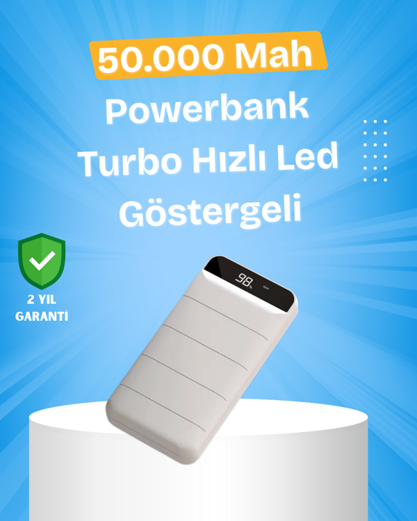 Çoklu Cihaz Uyumlu LED Ekranlı 50000 mAh Powerbank - Image 1